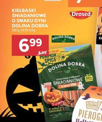 Kiełbaski śniadaniowe o smaku dyni Dolina Dobra promocja w Stokrotka