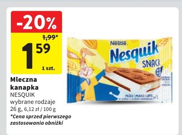 Mleczna kanapka kakao NESQUIK SNACK promocja w Intermarche