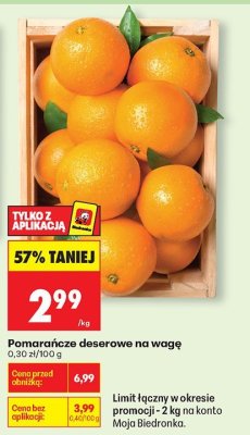 Pomarańcze deserowe na wagę promocja w Biedronka