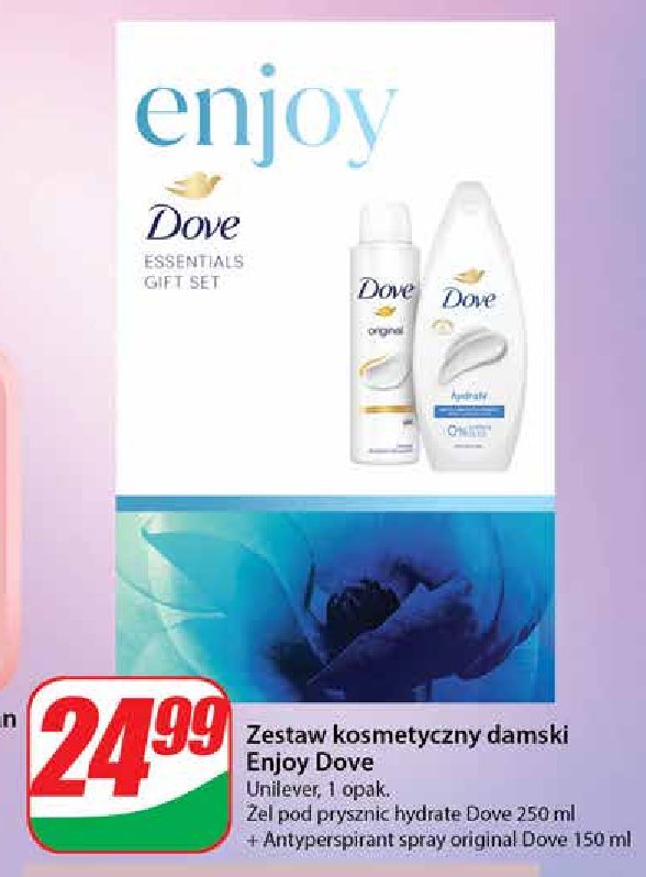 Zestaw w pudełku enjoy: żel pod prysznic 250 ml + dezodorant spray 150 ml Dove zestaw promocja w Dino