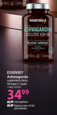 Suplement diety ESSENSEY Ashwaganda promocja w Hebe