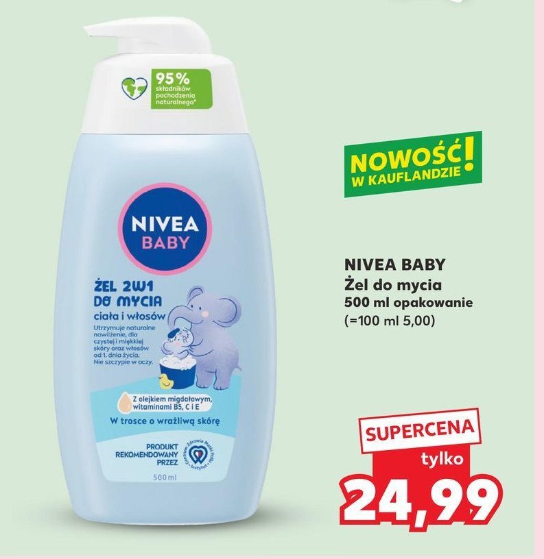 Delikatny żel do mycia ciała i włosów Nivea baby promocja