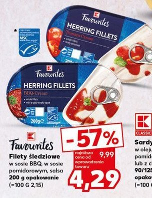 Filety śledziowe w sosie pomidorowym K-classic favourites promocja