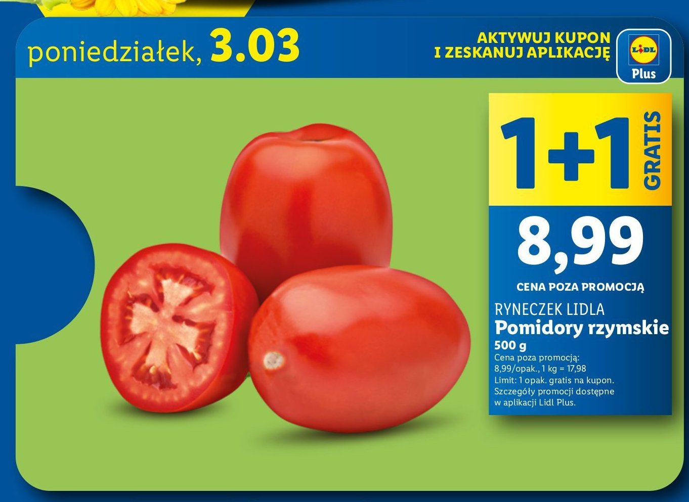 Pomidory rzymskie promocja w Lidl