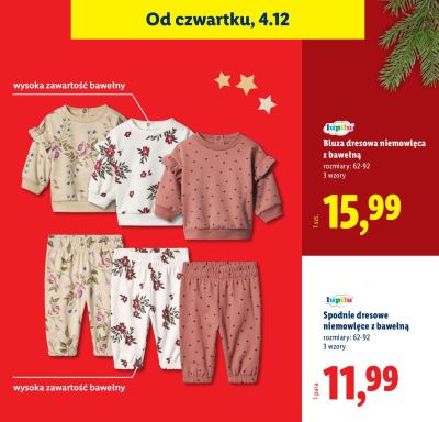 Bluza dresowa niemowlęca z bawełną Lupilu promocja w Lidl