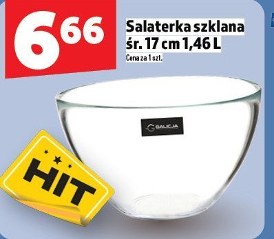 Salaterka szklana śr. 17 cm 1,46 L promocja w TOPAZ