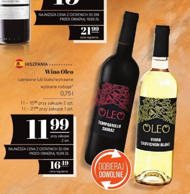 Wino Oleo czerwone lub białe/wytrawne promocja w POLOmarket