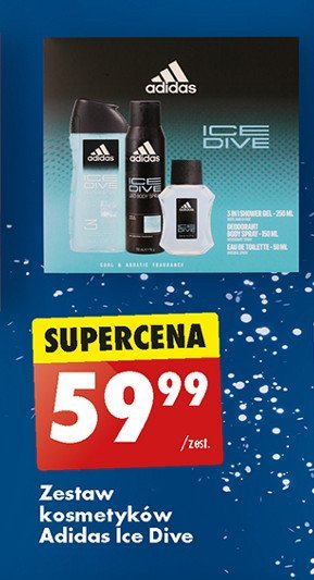 Zestaw w pudełku ice dive żel pod prysznic 250 ml + dezodorant 150 ml + woda toaletowa 50 ml Adidas zestawy Adidas cosmetics promocja