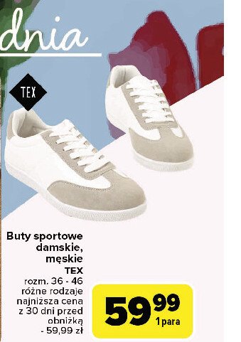 Buty sportowe damskie 36-46 cm Tex promocja w Carrefour