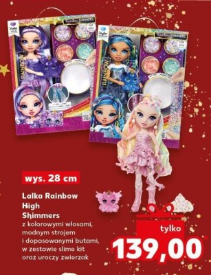 Lalka Rainbow High Shimmers z okrywająca włosami, modnym strojem i dopasowanymi butami, w zestawie slime kit oraz uroczy zwierzak, wys. 28 cm promocja w Kaufland