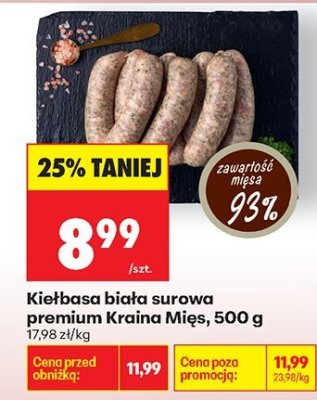 Kiełbasa biała surowa premium, 500 g promocja w Biedronka