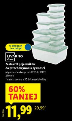 Zestaw 13 pojemników do przechowywania żywności Livarno Home promocja w Lidl