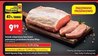 Schab wieprzowy bez kości pakowany próżniowo  promocja w Biedronka