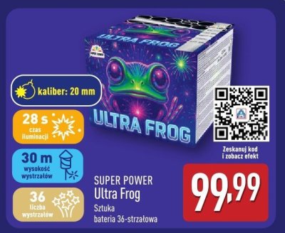 Fajerwerki SUPER POWER Ultra Frog Sztuka bateria 36-strzałowa promocja w Aldi