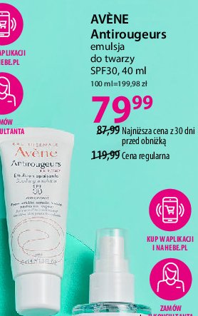 Emulsja łagodząca spf 30 AVENE ANTIROUGEURS promocja