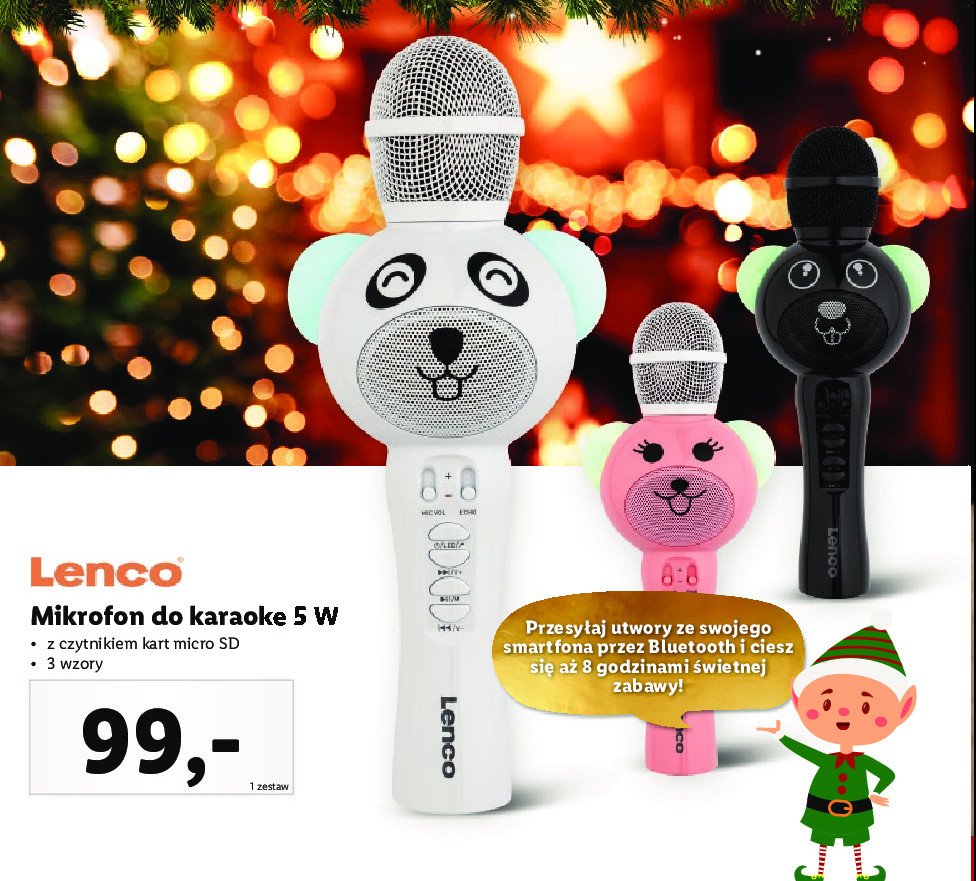 Mikrofon do karaoke mi艣 5w Lenco promocja
