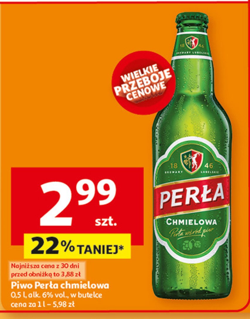 Piwo Perła chmielowa promocja w Auchan