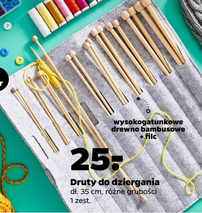 Druty do dziergania 35 cm promocja w Netto