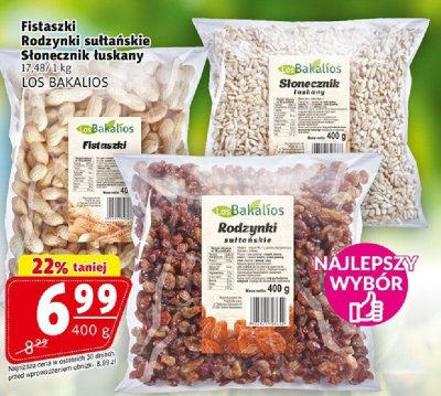 Fistaszki rodzynki sułtańskie słonecznik łuskany LOS BAKALIOS promocja w Prim Market