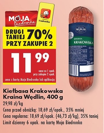 Kiełbasa krakowska Kraina wędlin promocja w Biedronka