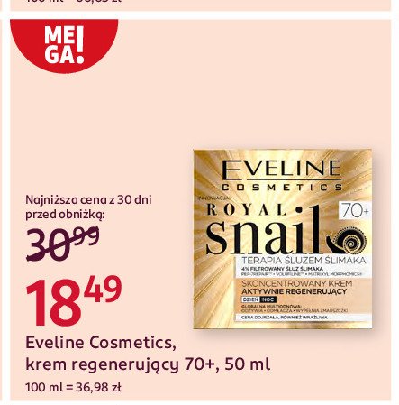 Krem aktywnie regenerujący na dzień/noc 70+ Eveline royal snail promocja w Rossmann