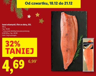 Łosoś atlantycki, filet ze skórą, XXL promocja w Lidl