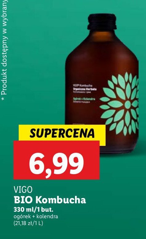 Napój ogórek Vigo kombucha promocja w Lidl