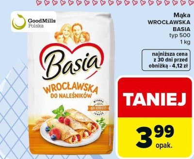 Mąka wrocławska do naleśników BASIA typ 500 promocja w Carrefour