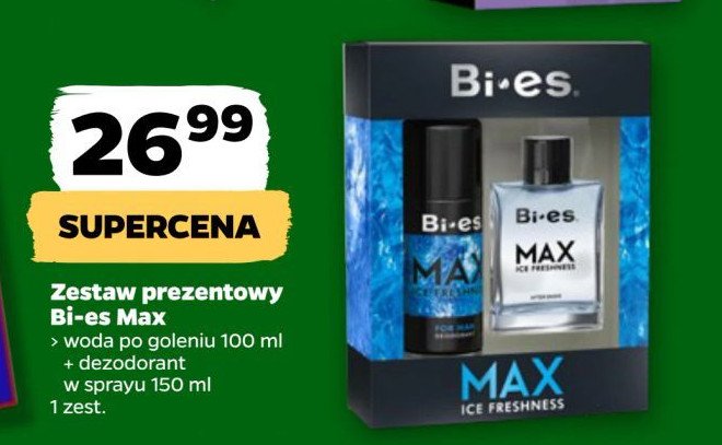 Woda po goleniu + dezodorant Bi-es max ice freshness promocja w Netto