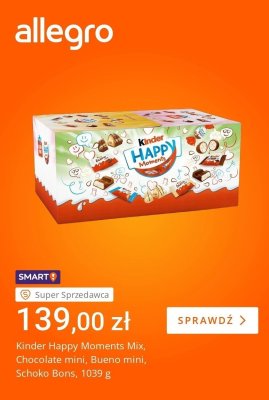 Czekolada Kinder Happy Moments Mix, Chocolate mini, Bueno mini, Schoko Bons 1039g promocja w Allegro