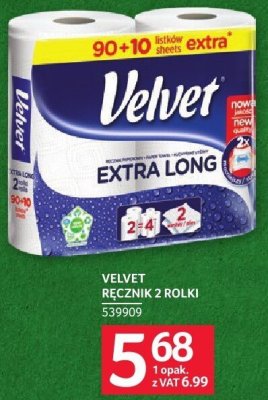 Papier toaletowy Velvet Extra Long 2 rolki promocja w Selgros