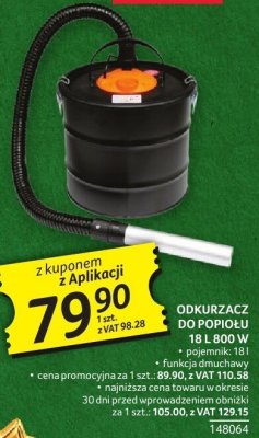 Odkurzacz do popiołu 18 L 800 W promocja w Selgros