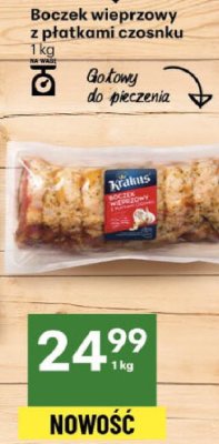 Boczek wieprzowy z płatkami czosnku promocja w Delikatesy Centrum