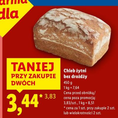 Chleb żytni bez drożdży promocja w Lidl