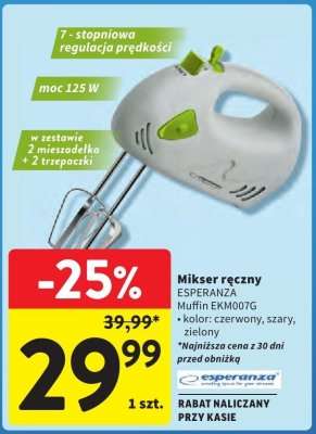 Mikser ręczny Muffin EKM007G promocja w Intermarche
