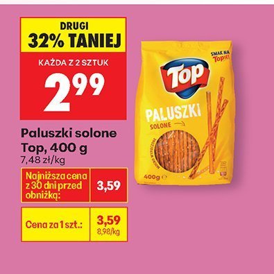Paluszki solone Top, 400 g promocja w Biedronka