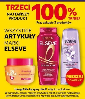 Kosmetyki do włosów L'Oreal Elseve trzeci -100% taniej promocja w Kaufland
