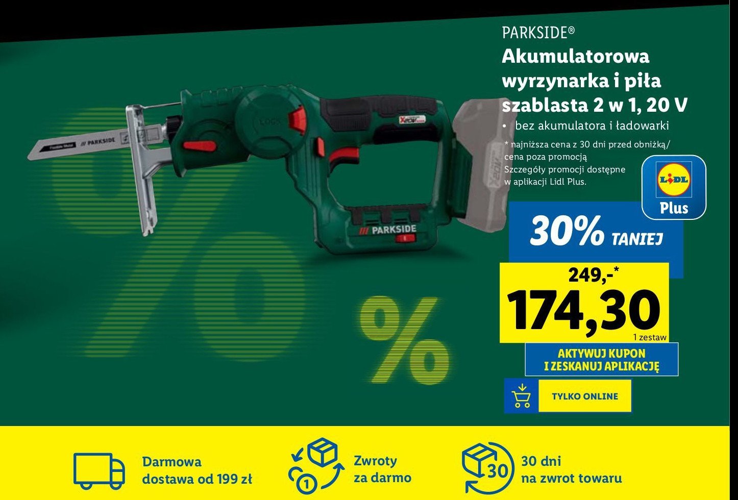 Wyrzynarka i piła szablasta 20 v Parkside promocja w Lidl