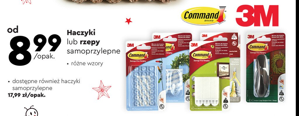Haczyki przezroczyste zewn臋trzne Command brand promocja