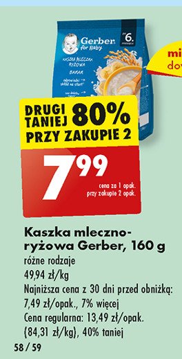 Kaszla mleczno-ryżowa banan Gerber promocja