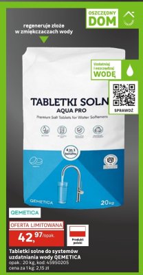 Tabletki solne do systemów uzdatniania wody Qemetica promocja w Leroy Merlin