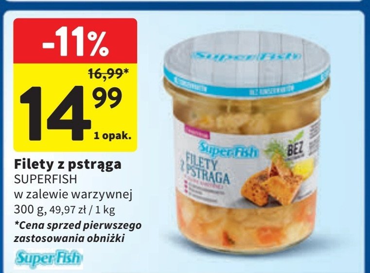 Filety z pstrąga w zalewie warzywnej Superfish promocja w Intermarche