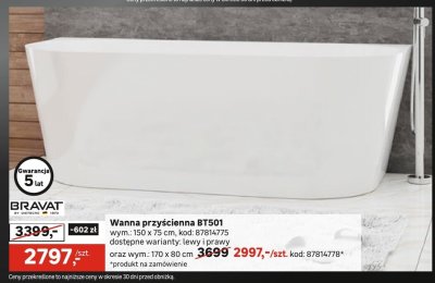 Wanna przyścienna BT501 BRAVAT promocja w Leroy Merlin
