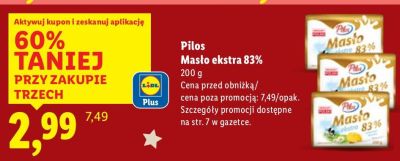 Masło Pilos Masło ekstra 83% promocja w Lidl
