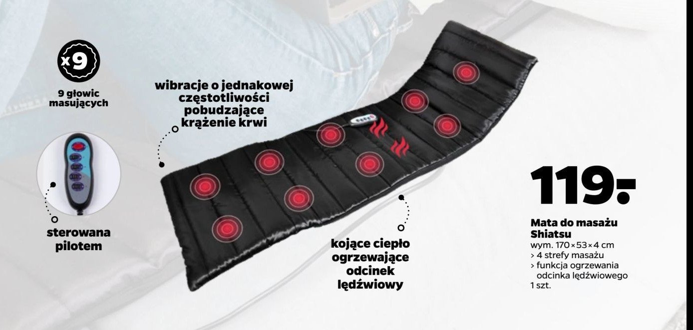 Mata do masażu shiatsu 12v promocja w Netto