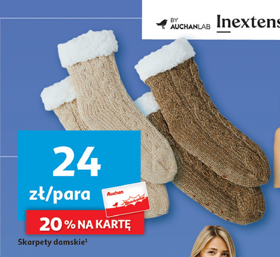 Skarpety damskie z falbank膮 Auchan inextenso promocja