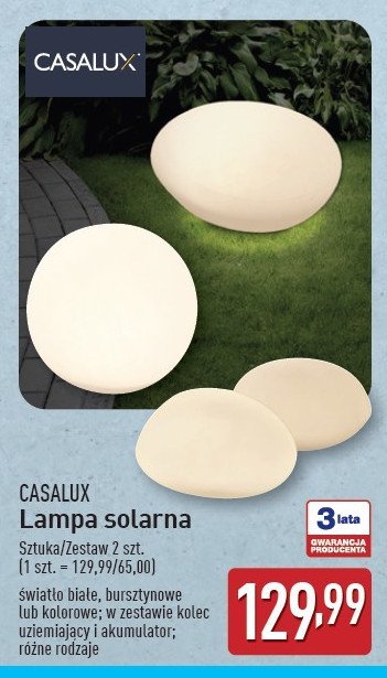 Lampa ogrodowa solarna Casalux promocja w Aldi