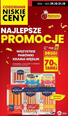 Parówki Kraina Wędlin z szynki różne rodzaje promocja w Biedronka