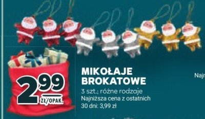 Mikołaje brokatowe 3 szt., różne rodzaje promocja w Stokrotka