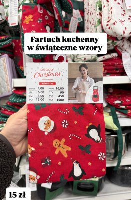 Fartuch kuchenny w świąteczne wzory Pepco Christmas 60x80 cm promocja w Pepco